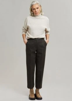 Plus Hong Elan Herringbone Pants - Dark Grey Melange