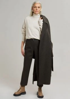 Plus Hong Elan Herringbone Pants - Dark Grey Melange