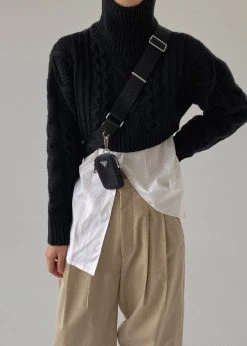 3.another Esme Cropped Sweater - Black CLOTHING