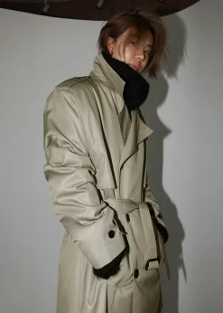 The Frankie Shop Eugene Trench Coat - Pale Khaki