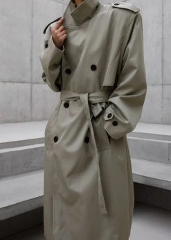 The Frankie Shop Eugene Trench Coat - Pale Khaki