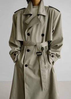 The Frankie Shop Eugene Trench Coat - Pale Khaki