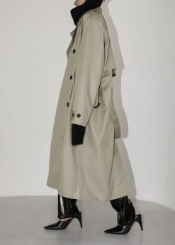 The Frankie Shop Eugene Trench Coat - Pale Khaki