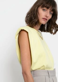 The Frankie Shop TFS X Camille Charrière Eva Padded Shoulder Muscle T-Shirt - Pale Yellow CLOTHING