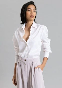 The Frankie Shop Flor Silky Shirt - Pink Stripe