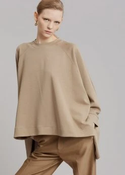 The Frankie Shop CLOTHING Fomu Oversized Top - Taupe