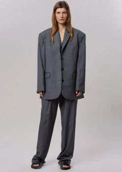 The Frankie Shop Gelso Oversized Blazer - Dark Grey Melange CLOTHING