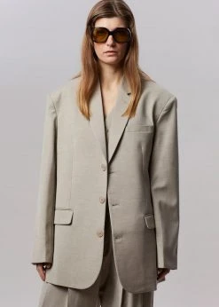 The Frankie Shop Gelso Oversized Blazer - Light Taupe Melange CLOTHING