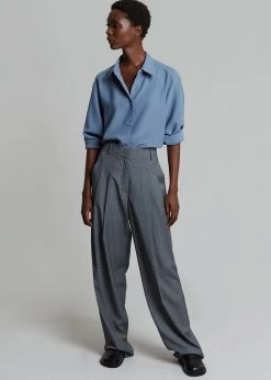 The Frankie Shop CLOTHING Gelso Pleated Trousers - Dark Grey Melange