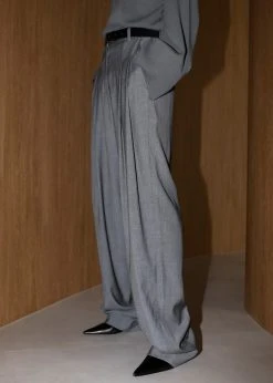 The Frankie Shop CLOTHING Gelso Pleated Trousers - Dark Grey Melange