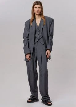 The Frankie Shop CLOTHING Gelso Pleated Trousers - Dark Grey Melange