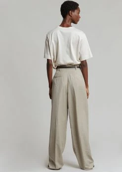 The Frankie Shop CLOTHING Gelso Pleated Trousers - Light Taupe Melange