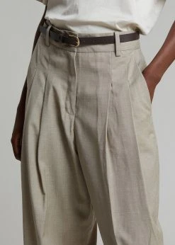 The Frankie Shop CLOTHING Gelso Pleated Trousers - Light Taupe Melange
