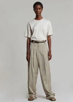 The Frankie Shop CLOTHING Gelso Pleated Trousers - Light Taupe Melange