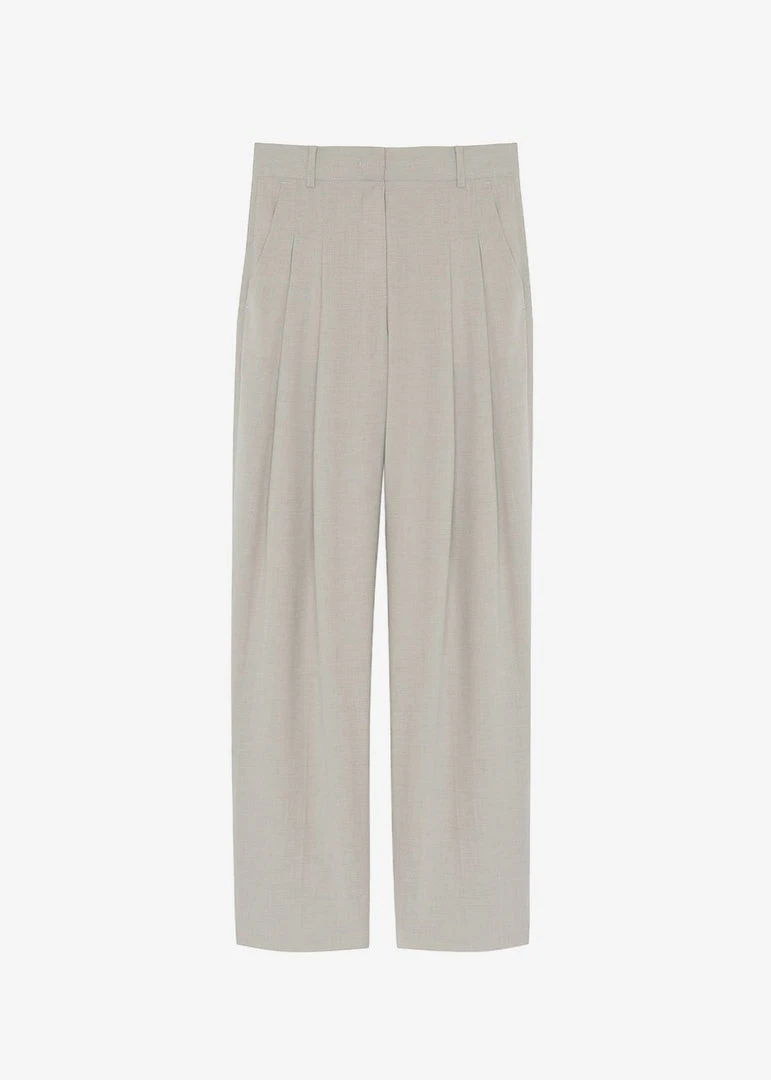The Frankie Shop CLOTHING Gelso Pleated Trousers - Light Taupe Melange