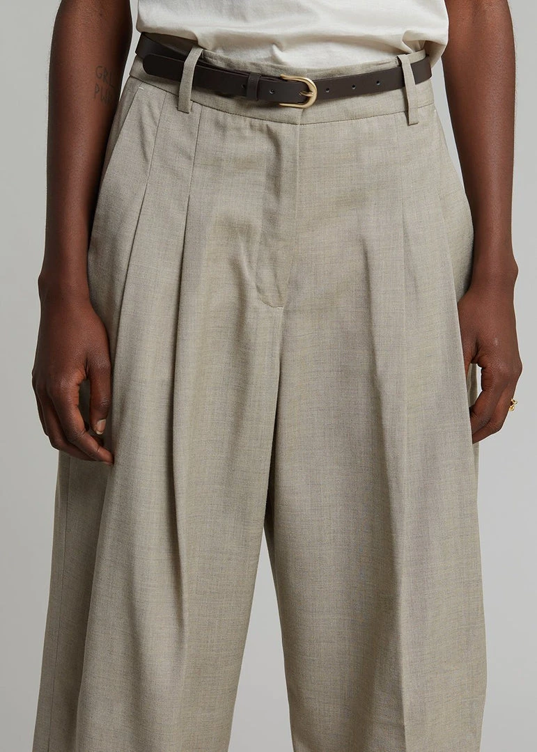 The Frankie Shop CLOTHING Gelso Pleated Trousers - Light Taupe Melange