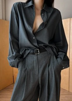 The Frankie Shop Gelso Shirt - Dark Grey Melange CLOTHING