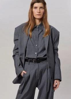 The Frankie Shop Gelso Shirt - Dark Grey Melange CLOTHING