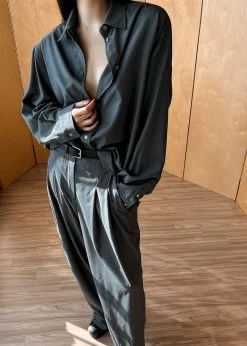 The Frankie Shop Gelso Shirt - Dark Grey Melange CLOTHING