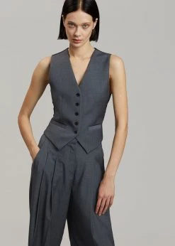 The Frankie Shop CLOTHING Gelso Waistcoat - Dark Grey Melange