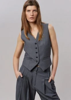 The Frankie Shop CLOTHING Gelso Waistcoat - Dark Grey Melange