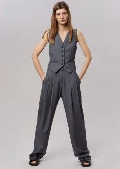 The Frankie Shop CLOTHING Gelso Waistcoat - Dark Grey Melange