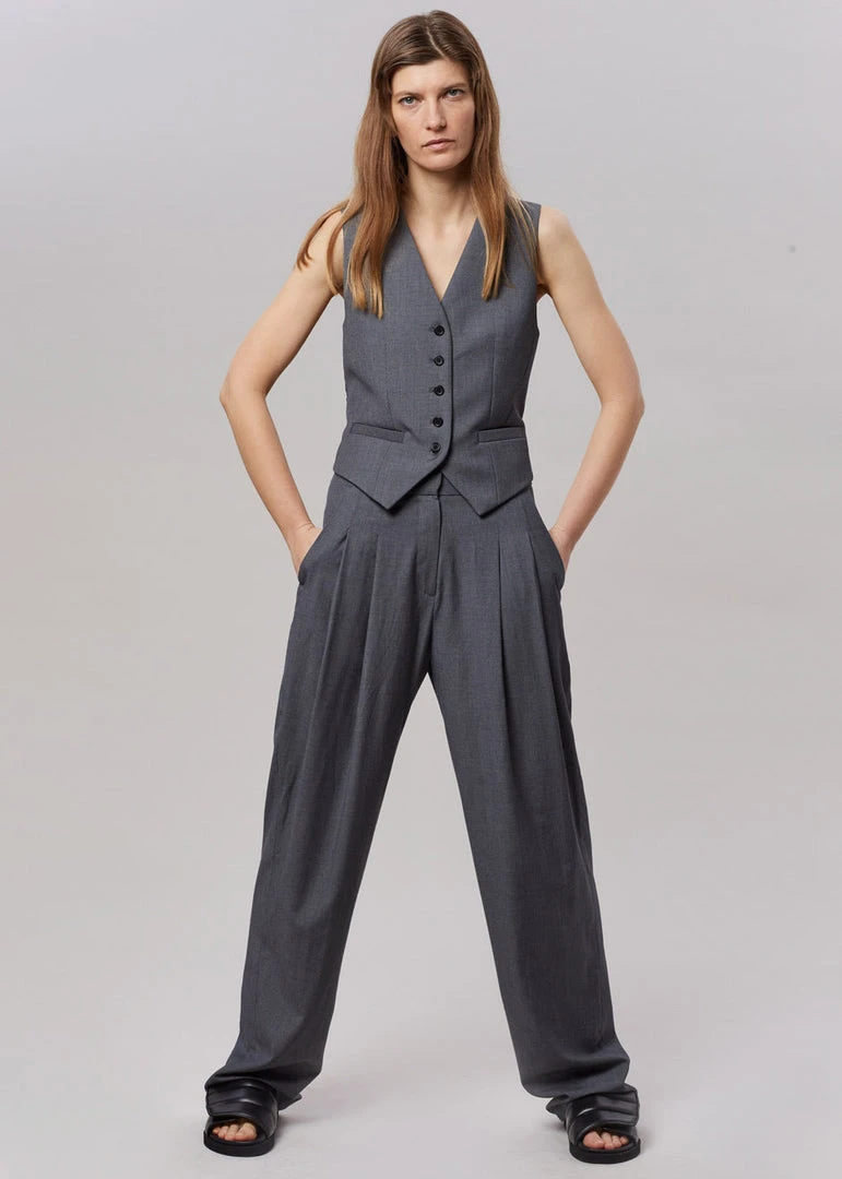 The Frankie Shop CLOTHING Gelso Waistcoat - Dark Grey Melange
