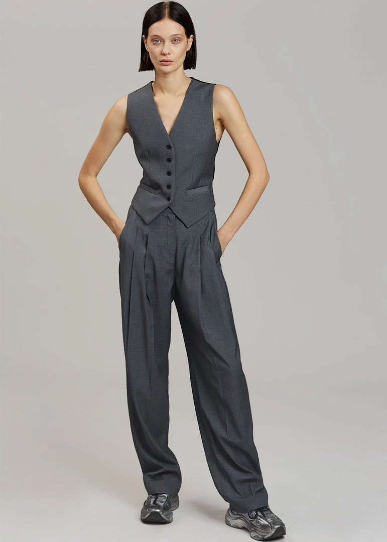 The Frankie Shop CLOTHING Gelso Waistcoat - Dark Grey Melange