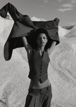 The Frankie Shop CLOTHING Gelso Waistcoat - Dark Grey Melange