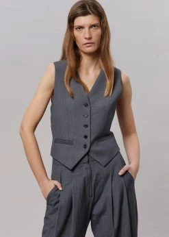 The Frankie Shop CLOTHING Gelso Waistcoat - Dark Grey Melange