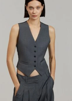 The Frankie Shop CLOTHING Gelso Waistcoat - Dark Grey Melange