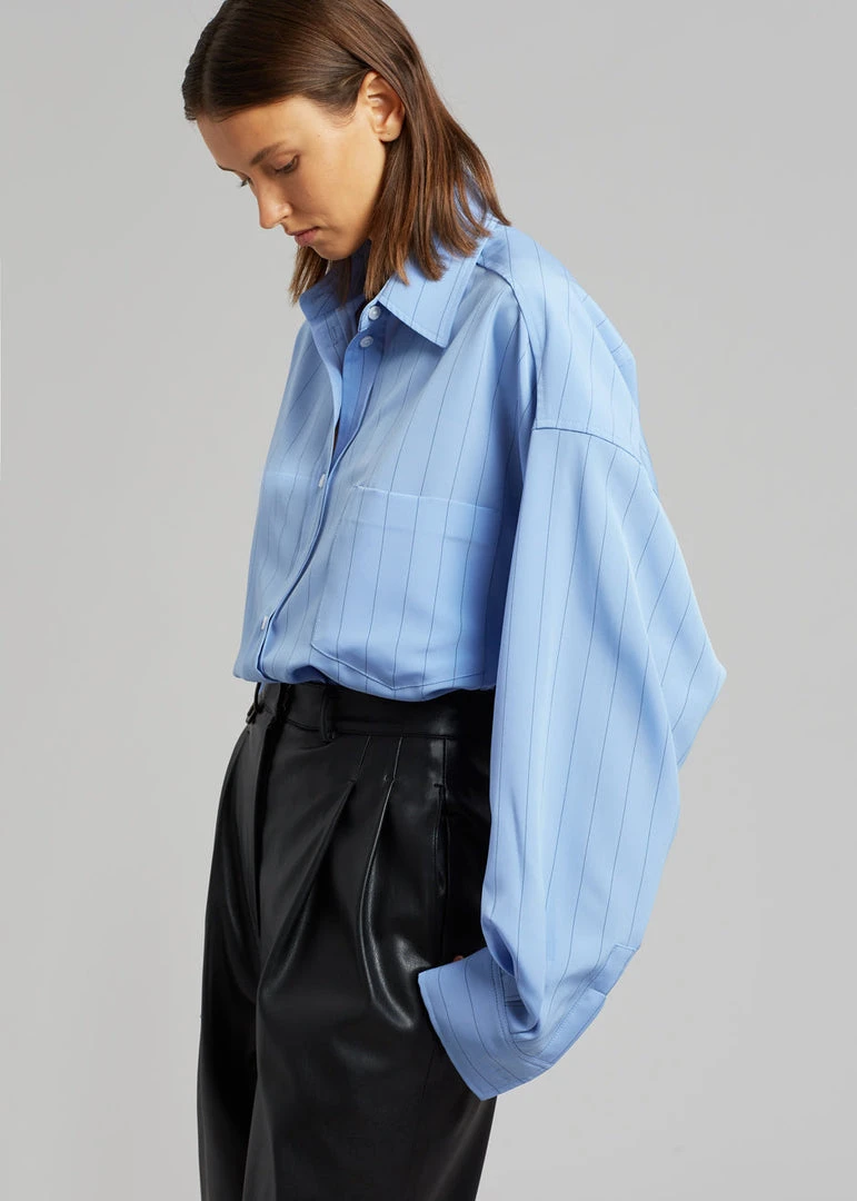 The Frankie Shop CLOTHING Georgia Fluid Stripe Shirt - Powder Blue