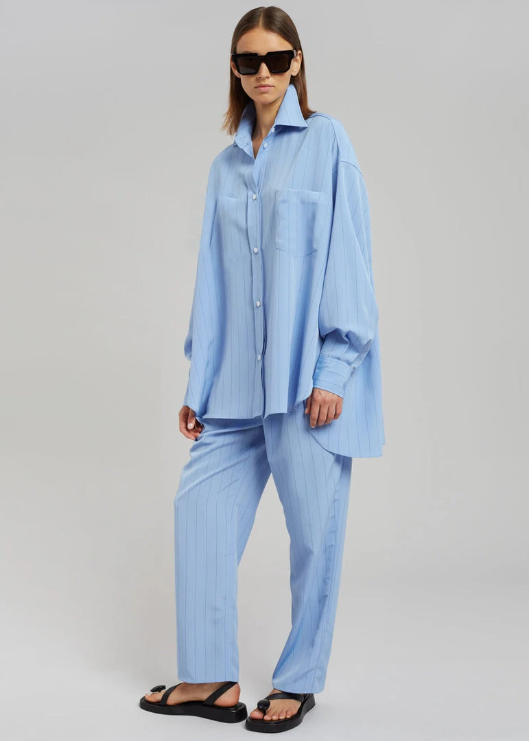 The Frankie Shop CLOTHING Georgia Fluid Stripe Shirt - Powder Blue