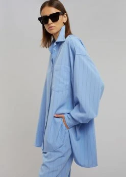 The Frankie Shop CLOTHING Georgia Fluid Stripe Shirt - Powder Blue