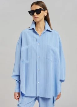 The Frankie Shop CLOTHING Georgia Fluid Stripe Shirt - Powder Blue