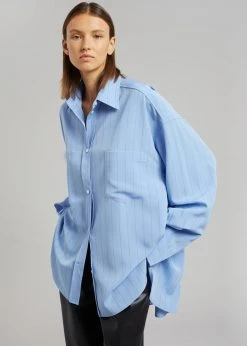 The Frankie Shop CLOTHING Georgia Fluid Stripe Shirt - Powder Blue