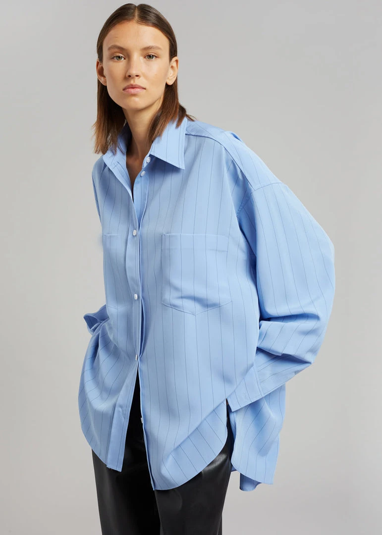The Frankie Shop CLOTHING Georgia Fluid Stripe Shirt - Powder Blue