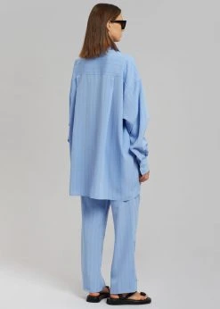 The Frankie Shop CLOTHING Georgia Fluid Stripe Shirt - Powder Blue