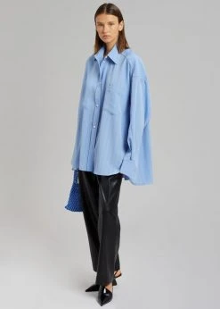 The Frankie Shop CLOTHING Georgia Fluid Stripe Shirt - Powder Blue
