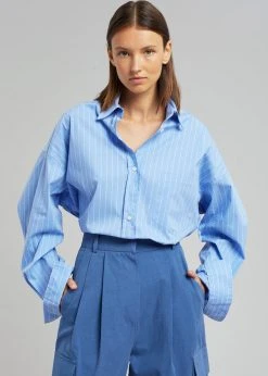 The Frankie Shop Georgia Pinstripe Shirt - Light Blue