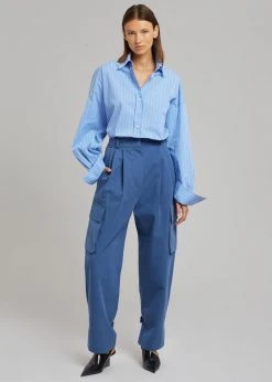 The Frankie Shop Georgia Pinstripe Shirt - Light Blue