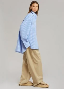 The Frankie Shop CLOTHING Georgia Stripe Shirt - White/Light Blue