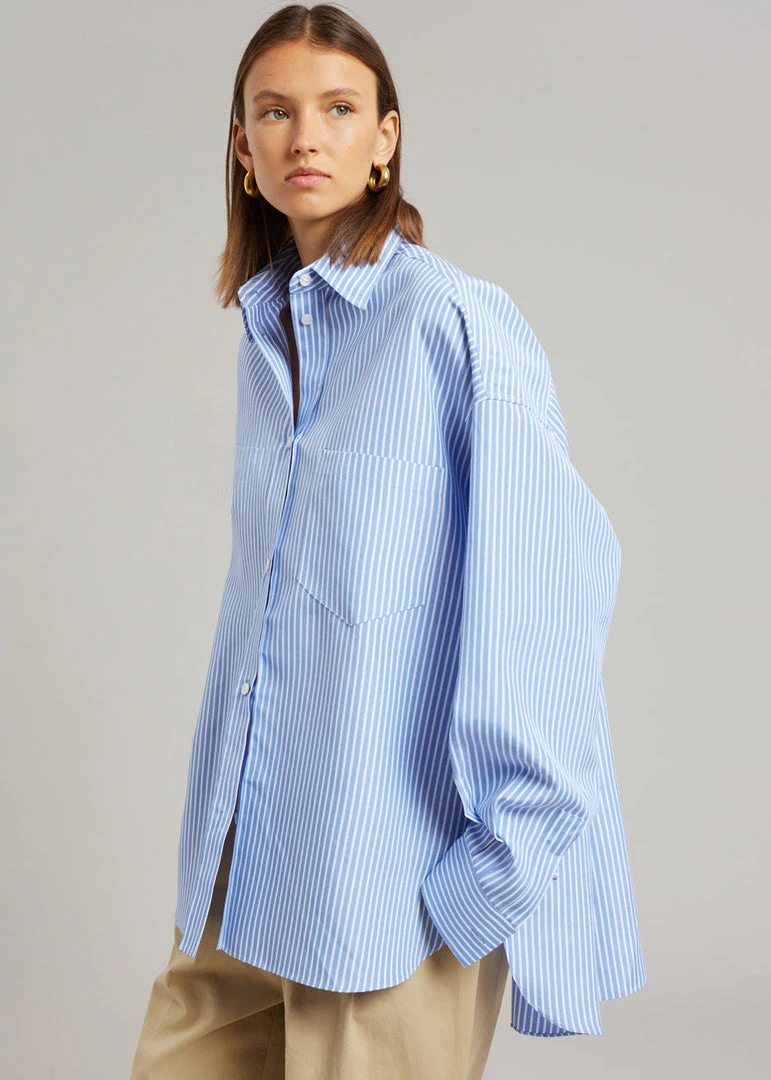 The Frankie Shop CLOTHING Georgia Stripe Shirt - White/Light Blue