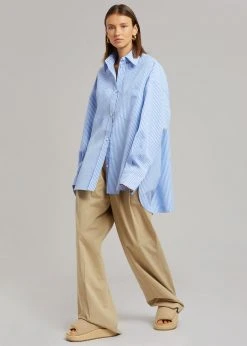 The Frankie Shop CLOTHING Georgia Stripe Shirt - White/Light Blue