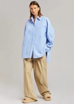 The Frankie Shop CLOTHING Georgia Stripe Shirt - White/Light Blue