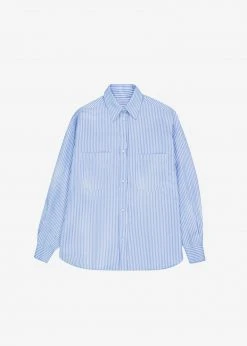 The Frankie Shop CLOTHING Georgia Stripe Shirt - White/Light Blue