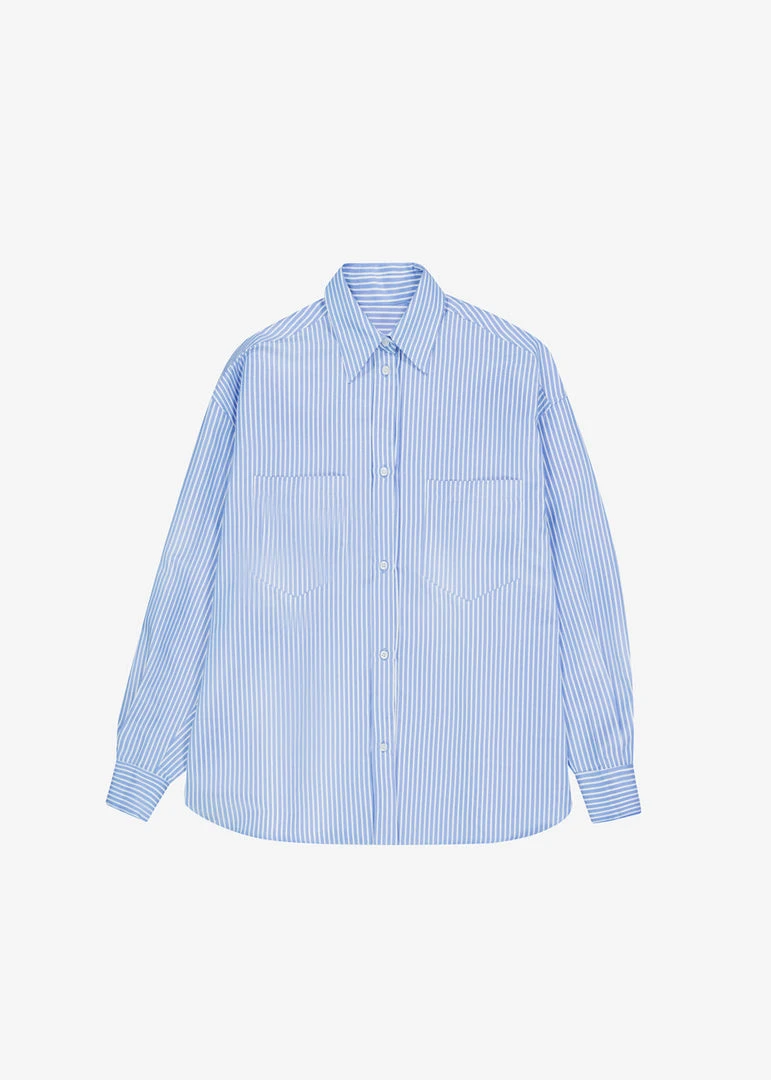 The Frankie Shop CLOTHING Georgia Stripe Shirt - White/Light Blue