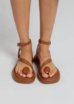 GIA X RHW Rosie Flat Wrap Sandal - Brown SHOES