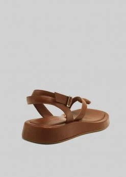 GIA X RHW Rosie Flat Wrap Sandal - Brown SHOES