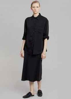 The Frankie Shop Gio Silky Midi Skirt - Black